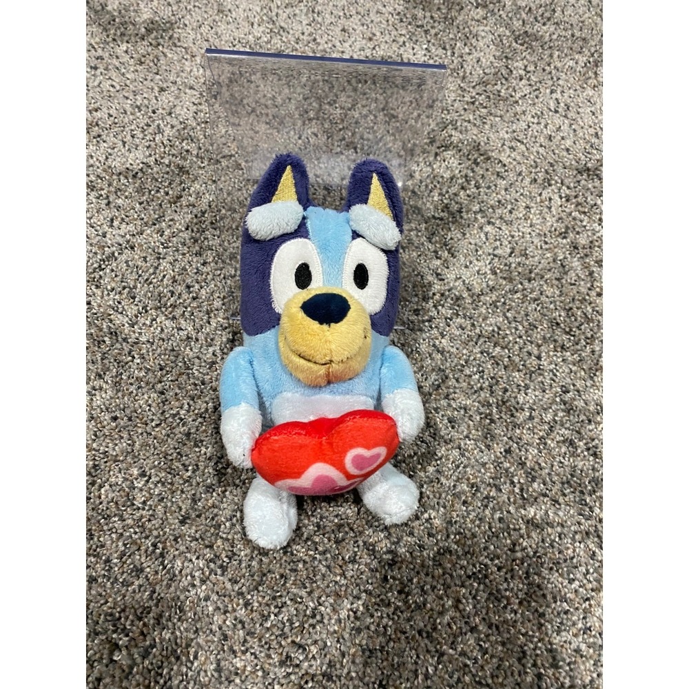 Bluey Valentine Plush Holding Heart Stuffed Animal Toy Blue Heeler Dog Small